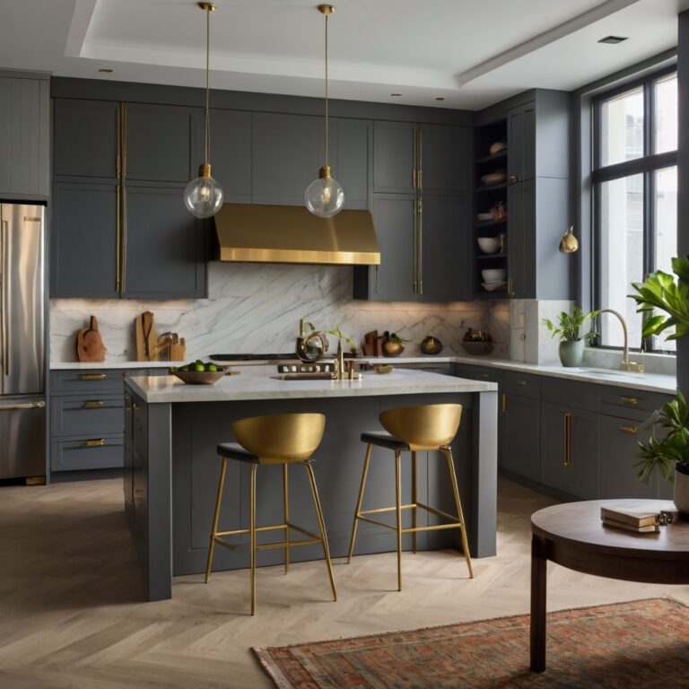 Grey kitchen cabinet